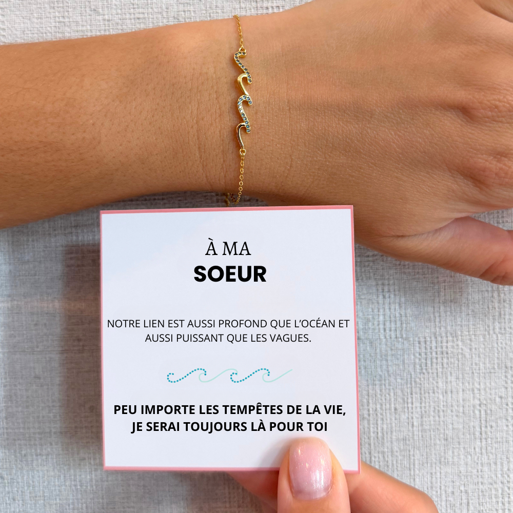 Bracelet Or Fin Motif Vague - Bijou Vintage élégant - Occasion Très Bon état